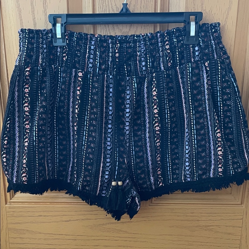 No Boundaries High Waist Black and Pink Striped Shorts